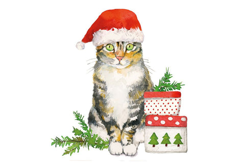 Papierservietten - Christmas kitty